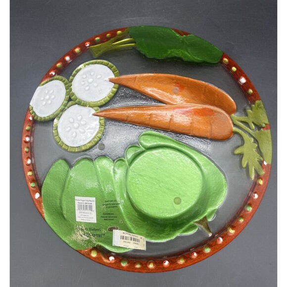 Lori Siebert Silvestri Fusion Glass VEGETABLE Chip Dip Bowl Server Platter NEW! - Picture 5 of 5